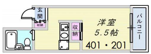 アルテハイム灘(ワンルーム/3階)の間取り写真