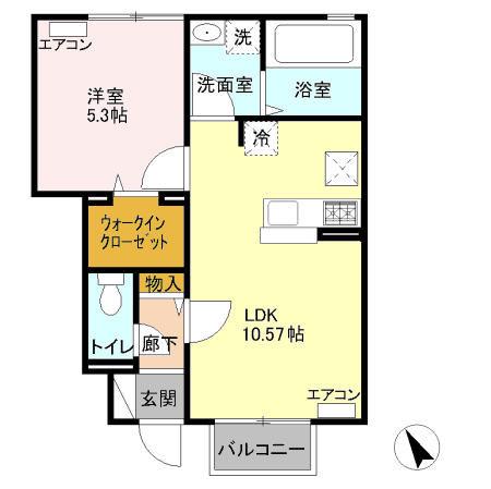 京王相模原線 京王多摩川駅 徒歩7分 2階建 築18年(1LDK/1階)の間取り写真