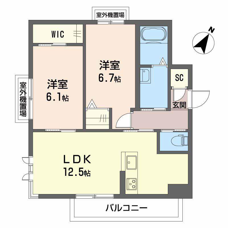 シャーメゾン沖(2LDK/3階)の間取り写真