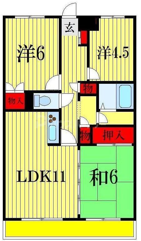 レジョンドール船橋(3LDK/5階)の間取り写真