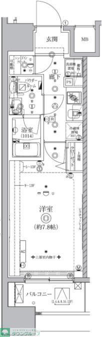ALTERNA亀戸(1K/2階)の間取り写真