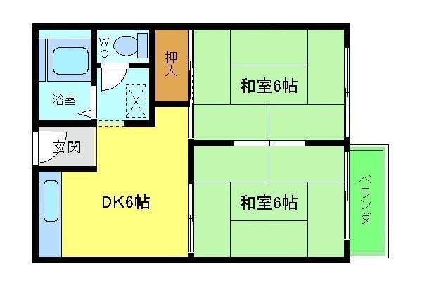 グランディール栃尾(2DK/2階)の間取り写真