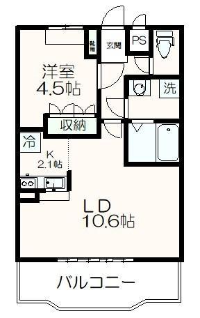 フェリス聖蹟V(1LDK/2階)の間取り写真