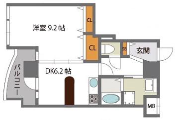 GRAZIO日本一(1DK/10階)の間取り写真