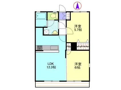 サンヒルズ有山(2LDK/2階)の間取り写真