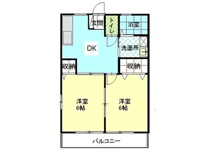 ホルン I(2DK/1階)の間取り写真
