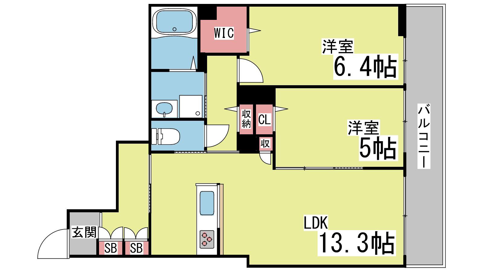 エルキューブ深江(2LDK/2階)の間取り写真