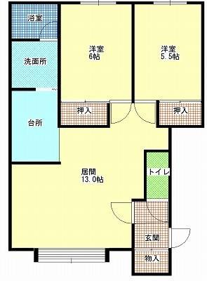 サンシャインC(2LDK/2階)の間取り写真