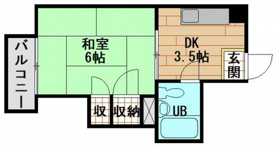 コーポ安留(1K/2階)の間取り写真