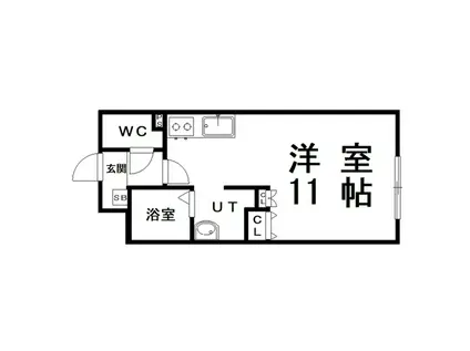 グランコンフォート末広(ワンルーム/1階)の間取り写真