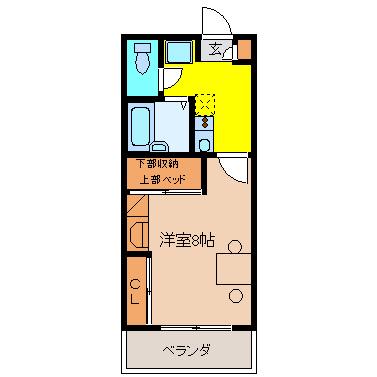 古島HIGA(1K/2階)の間取り写真
