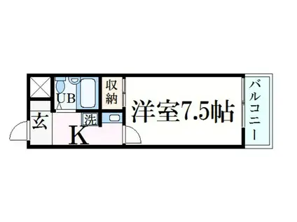 ロイヤルヒルズ北平野(1K/4階)の間取り写真