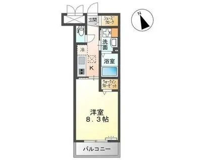 リゾーマおゆみ野(1K/2階)の間取り写真