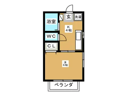 ボーヌ・ミキ(1K/1階)の間取り写真