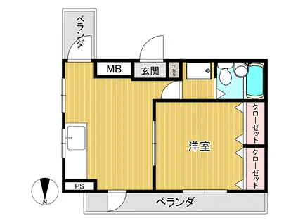 第2鷺坂ビル(1DK/3階)の間取り写真
