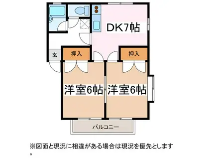 田川の里(2DK/1階)の間取り写真