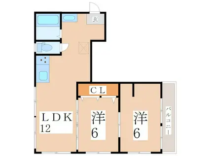 マンション幸栄(2LDK/4階)の間取り写真