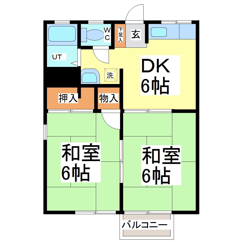 コーポ大忠(2DK/2階)の間取り写真
