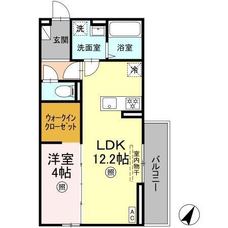 フェリーチェ 浜ノ茶屋(1LDK/1階)の間取り写真