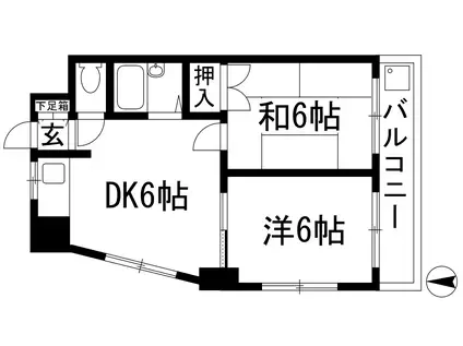ヴィラミナミ(2DK/2階)の間取り写真