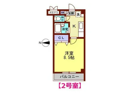ピュアハイム北安江(1K/2階)の間取り写真