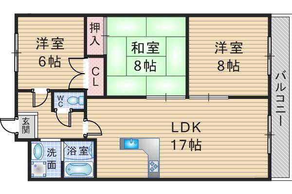 アビタシオンⅡ(3LDK/2階)の間取り写真