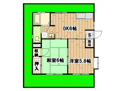 コトー金井(2DK/1階)の間取り写真