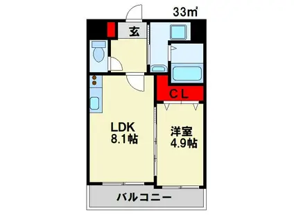 ウィステリアマンション(1LDK/2階)の間取り写真