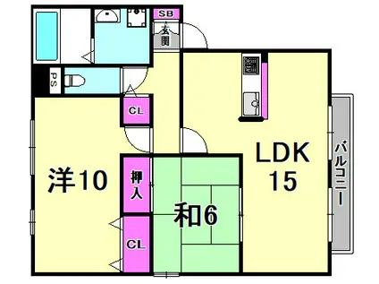 ジュネス武庫之荘VII(2LDK/1階)の間取り写真