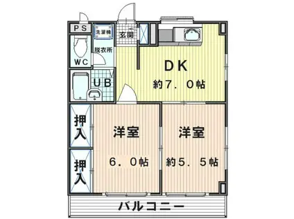 エステートピア松江(2DK/2階)の間取り写真