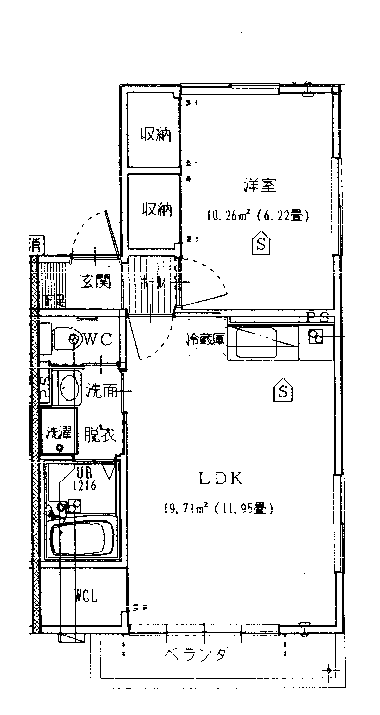 ミタカI(1LDK/1階)の間取り写真