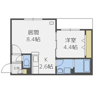 サフィニア七番館(1LDK/1階)の間取り写真