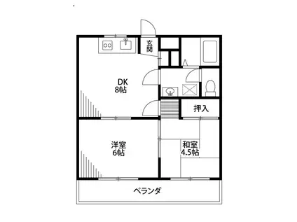 フォーリスト21(2DK/1階)の間取り写真