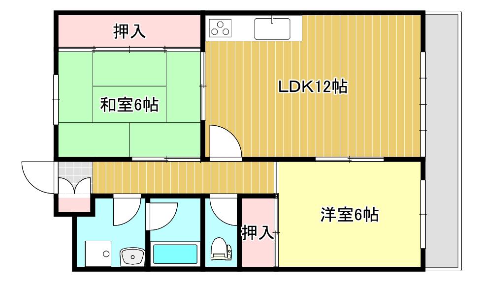 レジュイール泉(2LDK/4階)の間取り写真