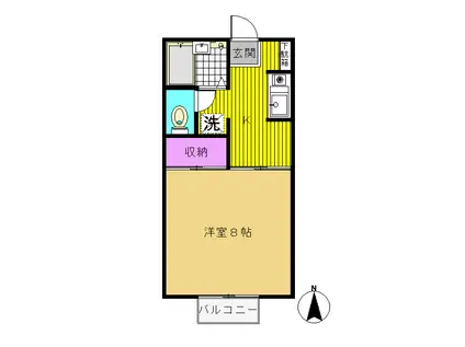 VIALII棟(1K/2階)の間取り写真