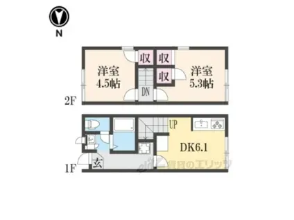 レオパレス備前香芝(2DK/2階)の間取り写真