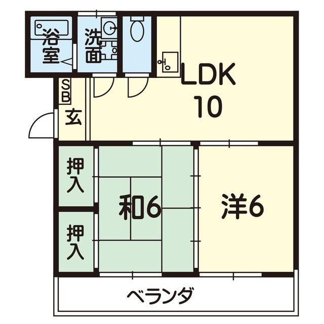 コーポセルシオ(2LDK/2階)の間取り写真