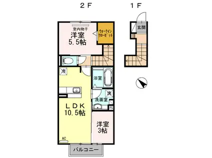CIEL(2LDK/2階)の間取り写真
