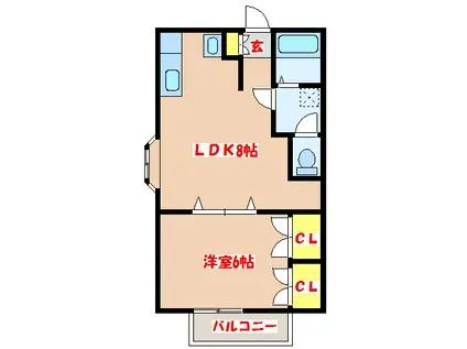 ケンコーRIVER SIDE(1LDK/1階)の間取り写真