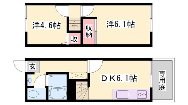 ハイツコスモス(2DK/1階)の間取り写真