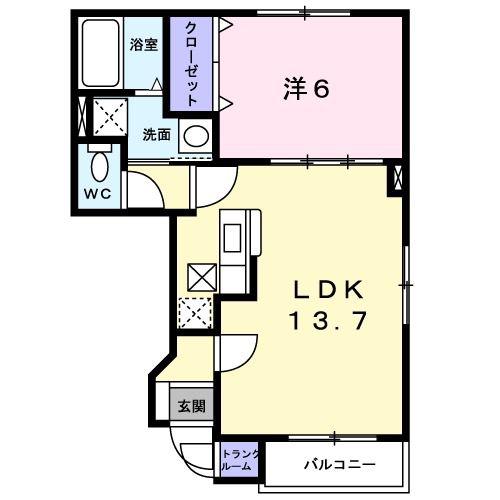 サンクリオージュ弐番館(1LDK/1階)の間取り写真