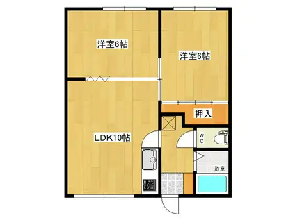 幸陽ハイツ(2DK/1階)の間取り写真