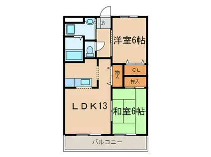 リバーホーム桜作(2LDK/2階)の間取り写真