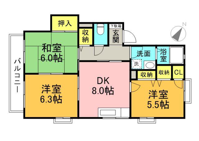 クレール日吉(3DK/2階)の間取り写真