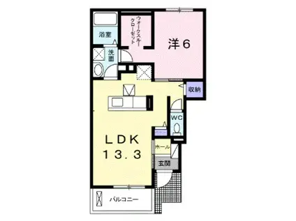 シャトーブランシェ II(1LDK/1階)の間取り写真