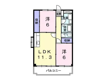 アーバンステイジ・オカベ(2LDK/4階)の間取り写真