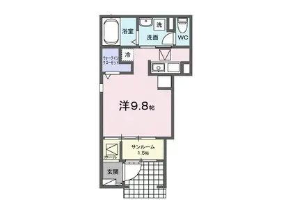 ヒカルサ豊橋東田町II(ワンルーム/1階)の間取り写真