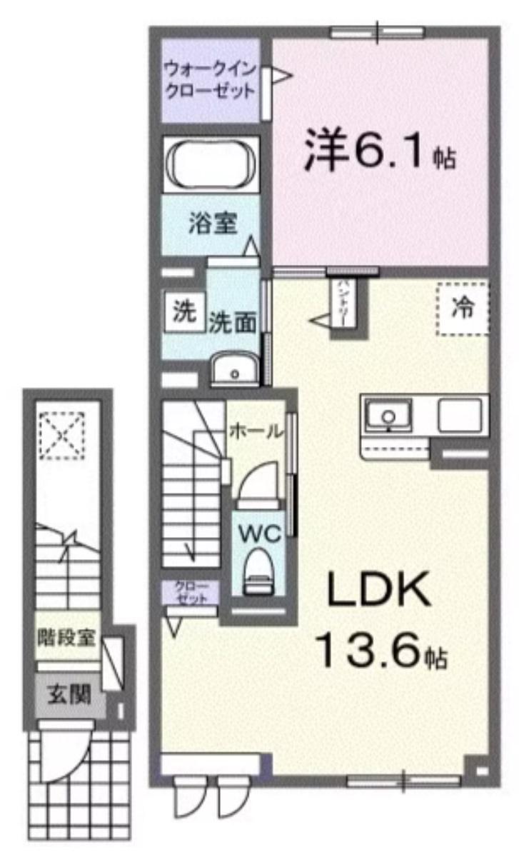 ＪＲ富良野線 上富良野駅 徒歩12分 2階建 築2年(1LDK/2階)の間取り写真