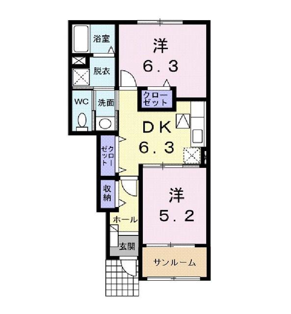 ラミーズアヴェニュー(2DK/1階)の間取り写真
