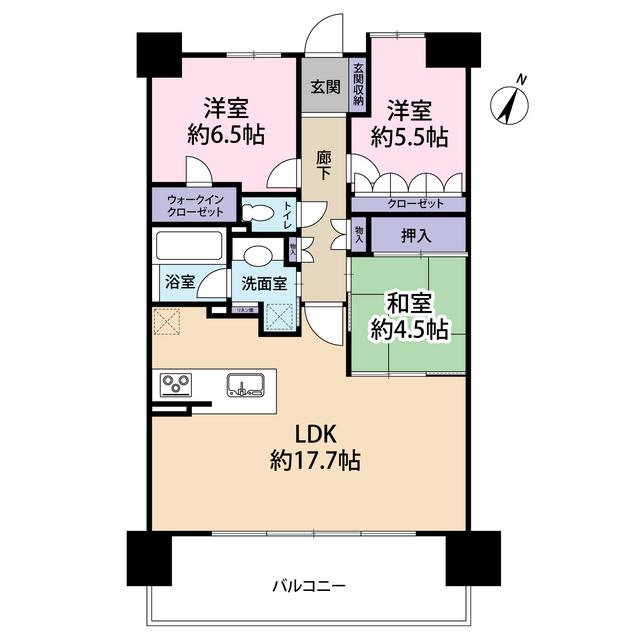 ライオンズ茨木ニューシティB街区(3LDK/4階)の間取り写真